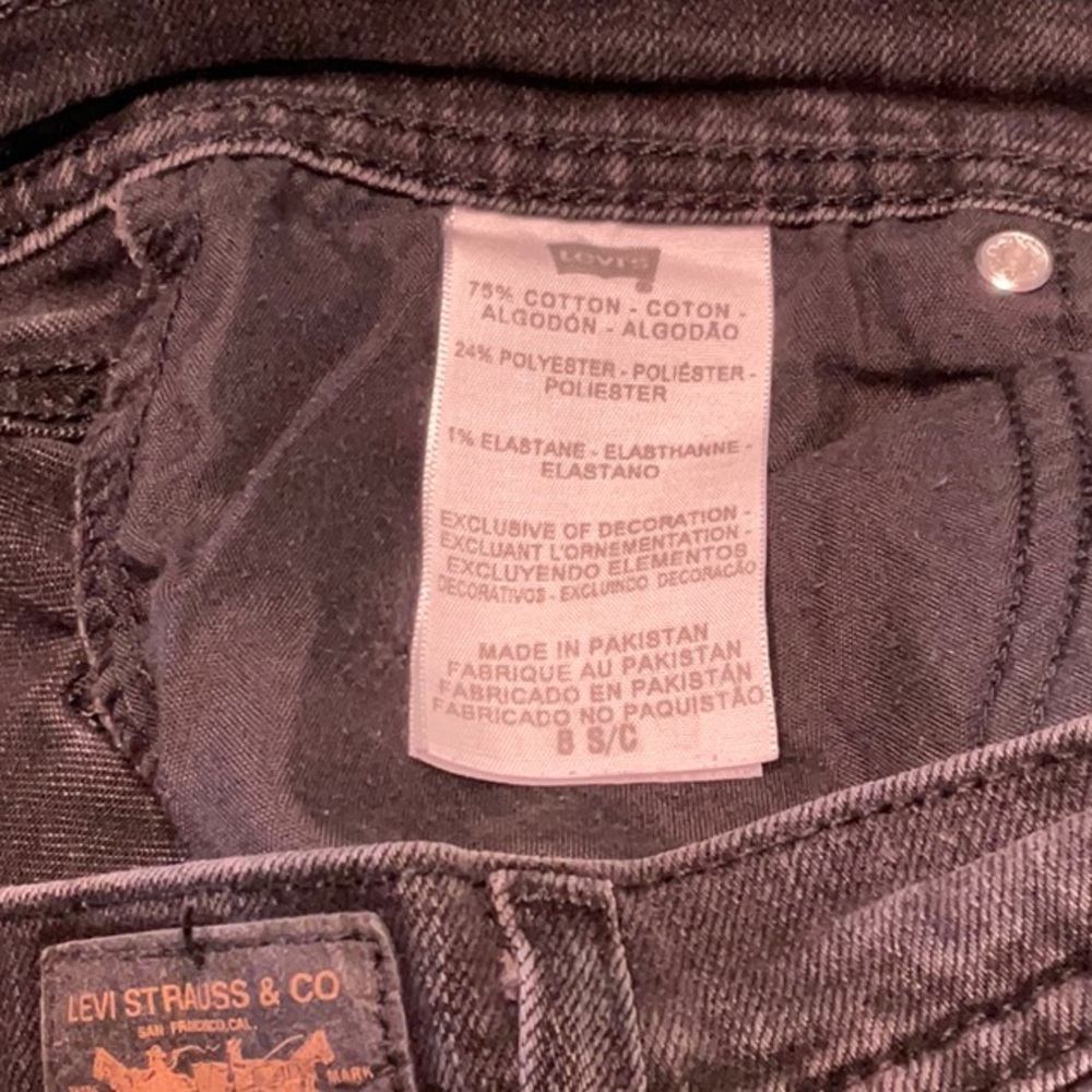 Levi’s 505 Straight Leg Jeans Black Denim Black Tab Women’s 8 Short - Picture 6 of 6